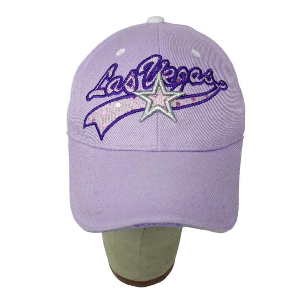 Purple LAS VEGAS baseball cap hat with Silver Star Embroidered Adjustable